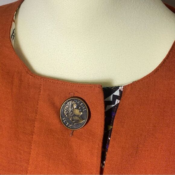 Vintage 80's Cricket Lane Rust Orange Button Front Blouse Women's Size Large - Picture 2 of 15